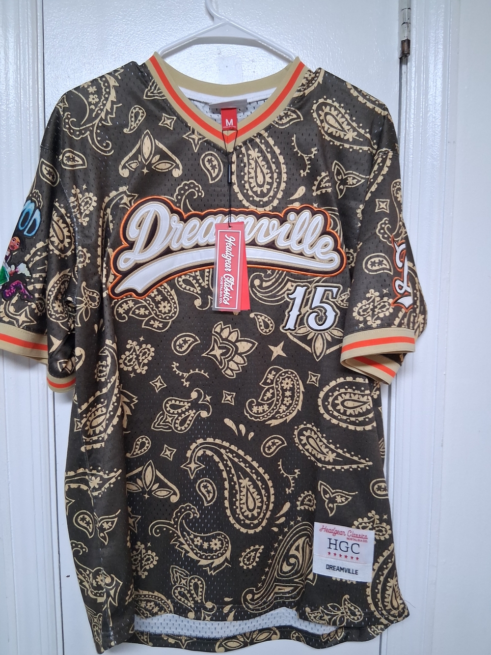 Mens Dreamville Paisley Jersey in Brown & Gold